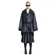 [BALENCIAGA] High-Collar Leather Jacket Black