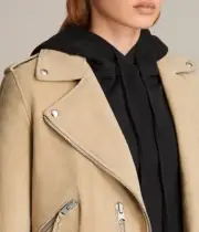 New with tags AllSaints Balfern biker jacket, chamois suede, US 4 *Orig. $620*