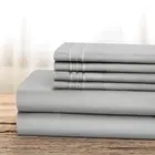 BYSURE 3-Line Embossed Bed Sheets Set 6 Piece(Queen, Light Grey) - Super Soft