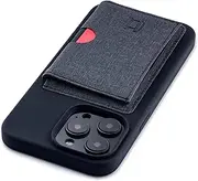 [Dockem] Flip Card Case for iPhone 14 Pro Max with Removable Minimalist Flap Wallet for 3-4 Cards & Metal Plate for Magnetic Mounting (Black)