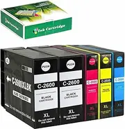 TAAUS 5 Pack Compatible Canon PGI-2600XL PGI2600XL Ink Cartridges for Canon IB4060 MB5060 MB5160 MB5360 MB5460 Printer (2BK,1C,1M,1Y)