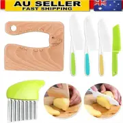 6PC Wooden Knife Montessori Safe Kitchen Cooking Tools Set for Kids Toddlers AU