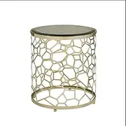 Side Table Round End Tables with Tempered Glass Tabletop and Hollowed Steel Frame, Side Tables Small Coffee Table Leisure Table for Living Room, Bedroom, Office End Tables Living Room