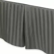 Damask Stripe 500-Thread Count 15-Inch Drop Twin Bedskirt in Grey