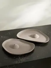 [ANISSA KERMICHE] ANISSA KERMICHE - Tatas Set Of Two Earthenware Trinket Trays - Gray - One size One size Gray