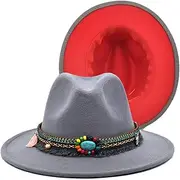 [Hcclijo] Mixed Patchwork Wool Felt Jazz Fedora Hat Women Unisex Wide Brim Panama Party Trilby Cowboy Cap Men Gentleman Wedding Hat