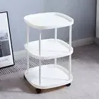 2/3Tier Side Table w/Wheels Plastic Mobile Sofa End Table NightStand Living Room