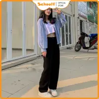 在飛比找蝦皮購物優惠-Style ULZZANG 女式高腰闊腿褲 - 韓國 San