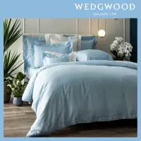在飛比找momo購物網優惠-【WEDGWOOD】100%亞麻素色床包被套枕套四件組-水藍