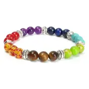 3PCS Yoga Chakra 7 Stone Buddhist Prayer Mara Amethyst Crystal Bead Bracelet