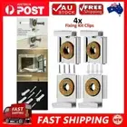4pcs Chrome Mirror Wall Hanging Fixing Kit Frameless Clips Mounting Hanger Clamp