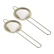 2pcs Fine Mesh Strainer Stainless Steel Cocktail Strainer Gold