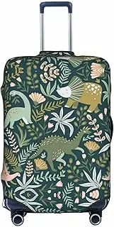 [Pvinnk] Cute dinosaur Print Protective Luggage Cover Elastic Washable Suitcase Protector Travel Gear Protector, White, Medium
