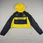 Playstation Windbreaker Hoodie Black Yellow Medium Crop Jacket Pullover Gaming