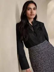 Banana Republic Josefa Tuxedo Shirt | Black Small #755695 NWT
