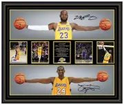 Lebron James & Kobe Bryant Wings LA Lakers NBA Signed L E Oversize Frame