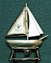 PLATINUM Miniature Silver Boat Clock C327SIL 4" tall