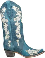 CORRAL Women's A4361 Navy Blue Studs & Floral Embroidery & Crystals 8.5,