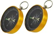 Toddmomy 1 Pair Compass Keychain Car Compass Dashboard Keychain Portable Compass Hand Held Compass Hiking Small Compass Climbing Compass Mini Compass for Outdoor Aluminum Alloy Golden
