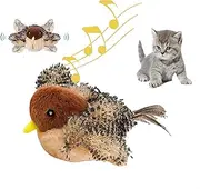 Interactive Chirping Bird Cat Toys for Indoor, Smart Flapping Wings Rechargeable Sparrow Bird Cat Toy