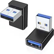 AreMe 90 Degree USB 3.0 Adapter 2 Pack, Upward Angle USB A Male to Female Converter Extender for PC, Laptop, USB A Charger, Power Bank and More (Black)