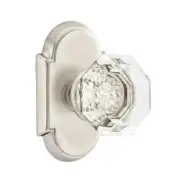 Emtek Old Town Clear Crystal Door Knob Privacy #8 Rosette Satin Nickel