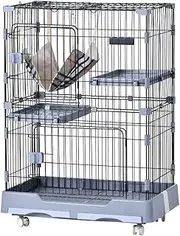 BTM (Corporate Discount) (New Colors) BTM Cat Cage, 2 Tiers, Multi-Headed, Freely Combined, Includes Cat Door, Hammock, Large, Cat Cage, With Casters, Cat House, Pet Cage, Escape Prevention, Answering