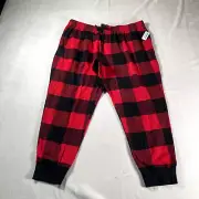 Old Navy Pajama Pants Mens Extra Large Red Buffalo Plaid Christmas Santa Tapered