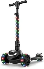 Jetson Jupiter Jumbo Teen 2-Wheel Kick Scooter | Includes LED Lights on Handlebar, Stem & Deck | 7 Preprogrammed Light Patterns | Lightweight Design | Easy-Folding Mechanism, Ages 8+