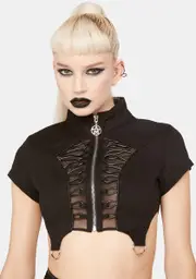 [Red Night Gothic] Mesh Crop Top