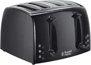 Russell Hobbs Textures 4 Slice Toaster (Extra Wide Slots, 6 Browning levels,cancel & reheat function with indicator lights, Removable crumb tray, 1250-1500 W, Black matt & high gloss finish)21651