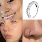 Cubic Zircon Fake Nose Ring for Women Stainless Steel Round Cartilage Tragus Hel