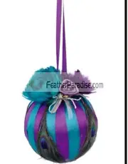 Premium Peacock Feather Balls /Ornament Purple/Teal 6 Inch(GA, USA)