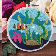 Seabed Stitchery Kit: DIY Punch Needle Rug with Color Pattern, Yarn, Instruction