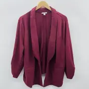 Bar III Womens Plus Size 2X Textured Knit Drape-Front Blazer Jacket Trophy Red