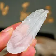 2.5" Natural Selenite Crystal Feather Figurine Healing Quartz Skull Statue Reiki
