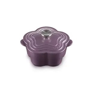 【Le Creuset】琺瑯鑄鐵鍋山茶花鍋20cm(水晶紫-鋼頭-內鍋白)