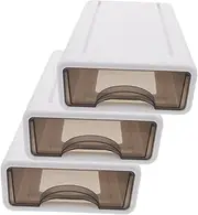 GRADENEVE 3pcs Stackable Cosmetic Storage Box Drawer Style Organizer for Makeup and Skincare Space Saving Design for Bathroom Bedroom and Living and Easy to Clean
