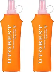 UTOBEST Soft Flask, 2 Pack Soft Flask Running Bottles 500 ml,TPU Foldable Running Flask, Portable Collapsible Flask Handheld for Travel Traveling Hiking Cycling City Walk Orange