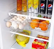 Fridge Storage Bins,Clear Plastic Refigerator Organizer Hanging Drawer, Pull-out with Handles Storage Box For Food,Egg