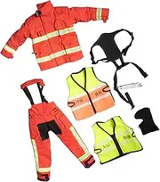 Guohetuk 1/6 Scale Firefighter Suit Set Clothing Handmade Garment Formal Firefighter for 12 Inch Doll Figures Body Accessory , Red