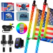 MICTUNING 2pcs 3FT LED Whip Light RGB+IC，Remote Control,Spiral Antenna Whips