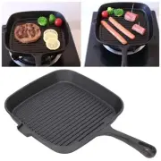 Cast Iron Pan Striped Steak Frying Pan Integrated Frying Pan 24cm Single Handle