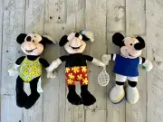 LOT OF 3 Disney Store Beanbag Plush Mickey Minnie Mouse Tennis Swim 8" w/tags