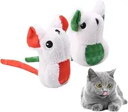 iplusmile 2pcs Plush Cat Mouse Interactive Teaser Props for Cats Kittens Durable Fat Mouse Design Orange Green Engaging Safe Playtime for Feline Friends