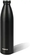 Stainless Steel Water Bottle wenco Black - 1000 ml - Perfect for Children, BPA-Free, Leak-Proof, Suitable for Carbonated Drinks - Small Thermos Flask for Fizz, Sports, School, Fitness