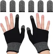 Milisten Gloves Mens Gaming Gloves Set 1 Pair Sweatproof Touch Screen Game Gloves and 3 Pairs Finger Sleeves Compatible with All Touchscreen Devices Warm Gloves Touch Screen