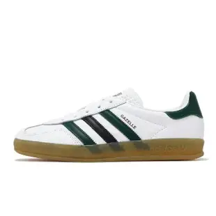 【adidas 愛迪達】休閒鞋 Gazelle Indoor W 女鞋 雲白 學院綠 膠底 小白鞋 愛迪達(IE2957)