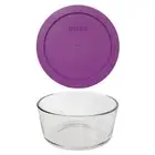Pyrex 7201 4-Cup Glass Food Storage Bowl w/ 7201-PC Thistle Purple Lid Cover