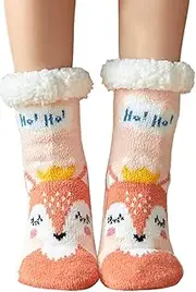 Fuzzy Slipper Socks | Cute Pattern Non-Slip Cozy Socks | Comfy Socks for Women and Girls, Soft Socks for Favor, Warm Socks for Bellv